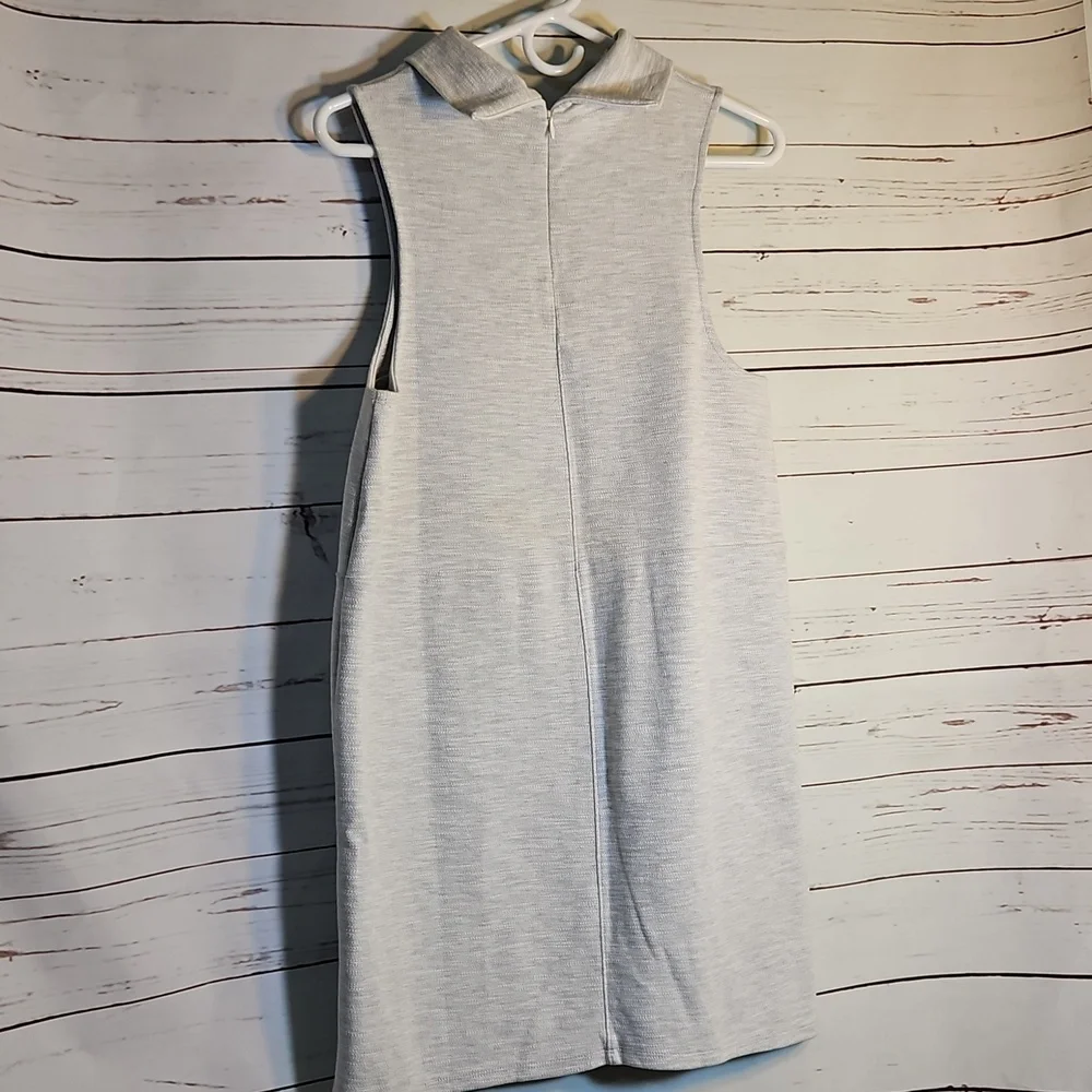 Free People Gray Sleeveless Mock Neck‎ Mini Shift Dress with Pockets OB430103